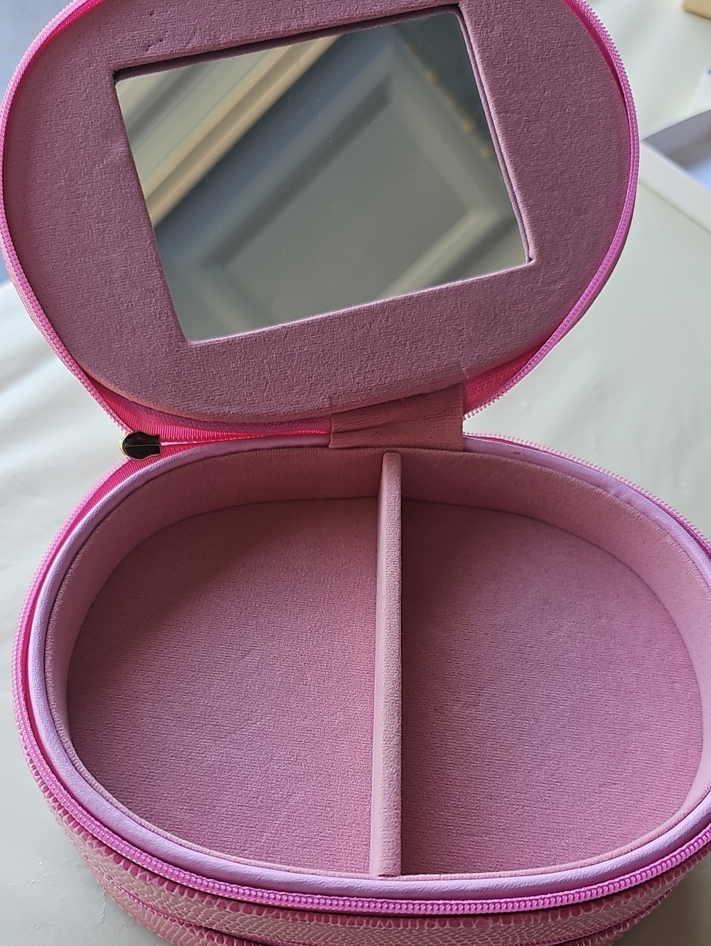Pink Travel Jewelry Case with Mirror